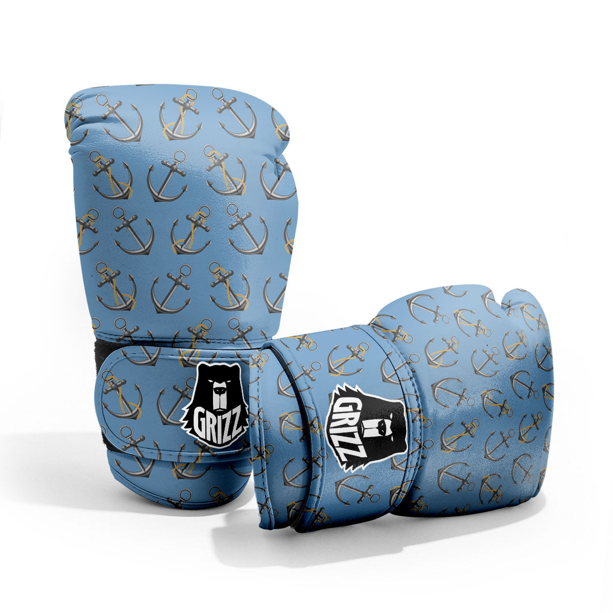 Anchor Nautical Print Pattern Sparring Gloves-grizzshop