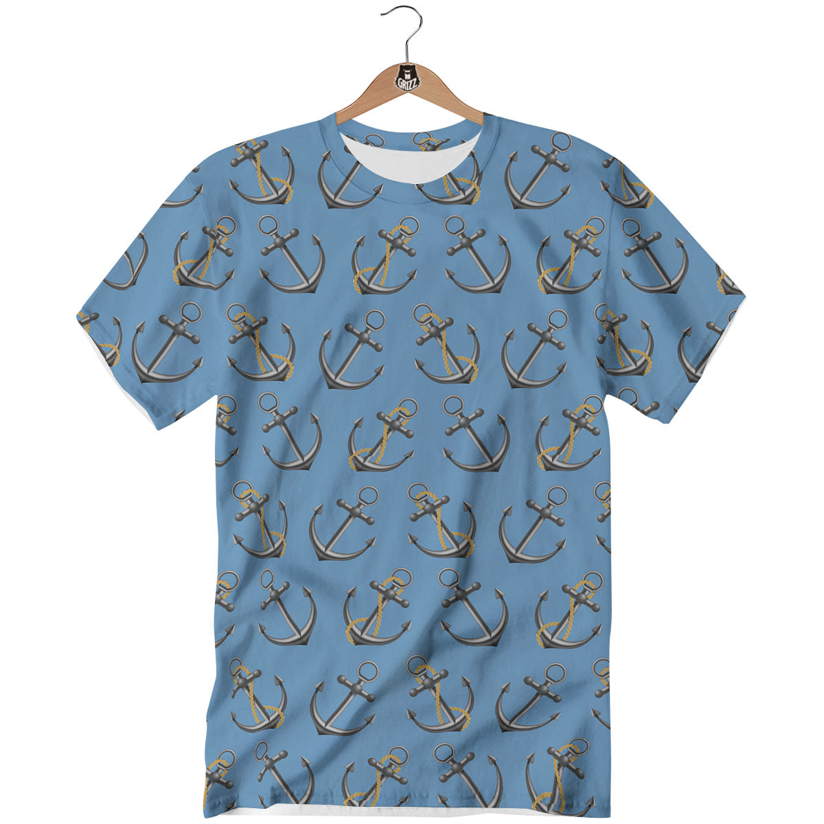 Anchor Nautical Print Pattern T-Shirt-grizzshop