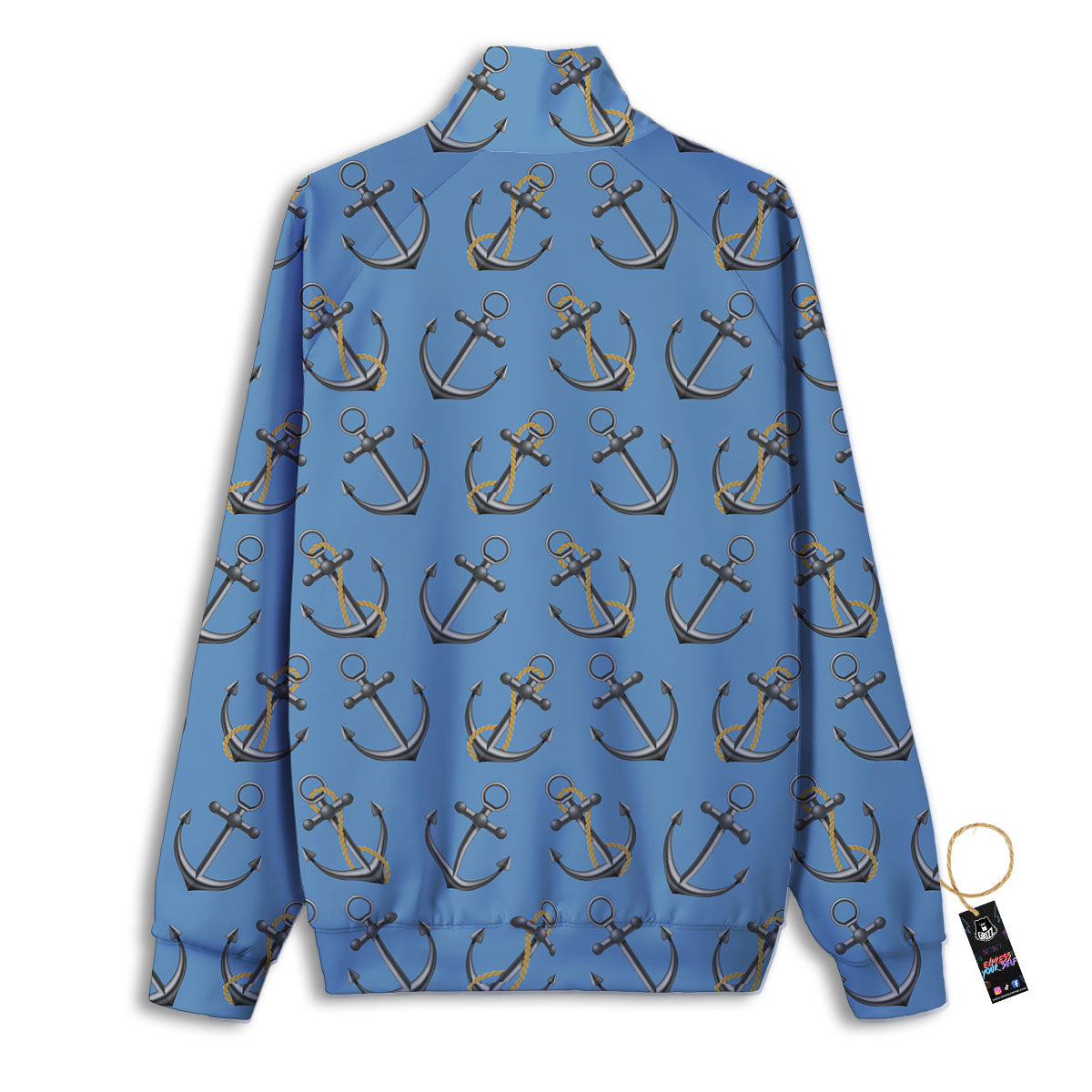 Anchor Nautical Print Pattern Track Jacket-grizzshop