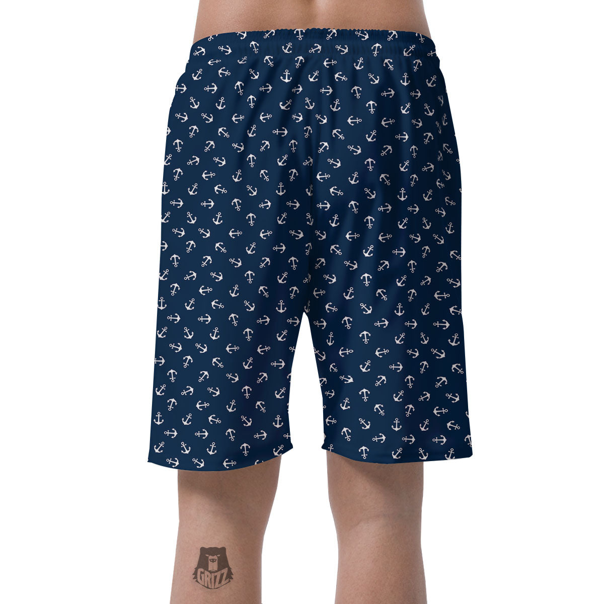 Anchor White And Blue Print Pattern Men's Shorts-grizzshop