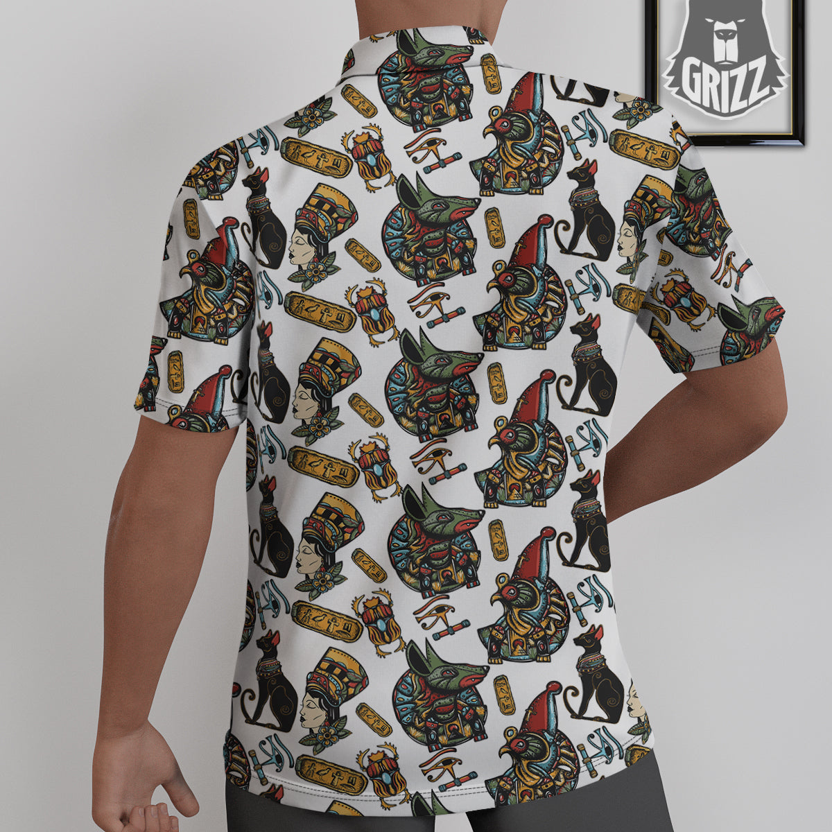Ancient Egypt Old School Tattoo Print Pattern Untucked Shirts-grizzshop