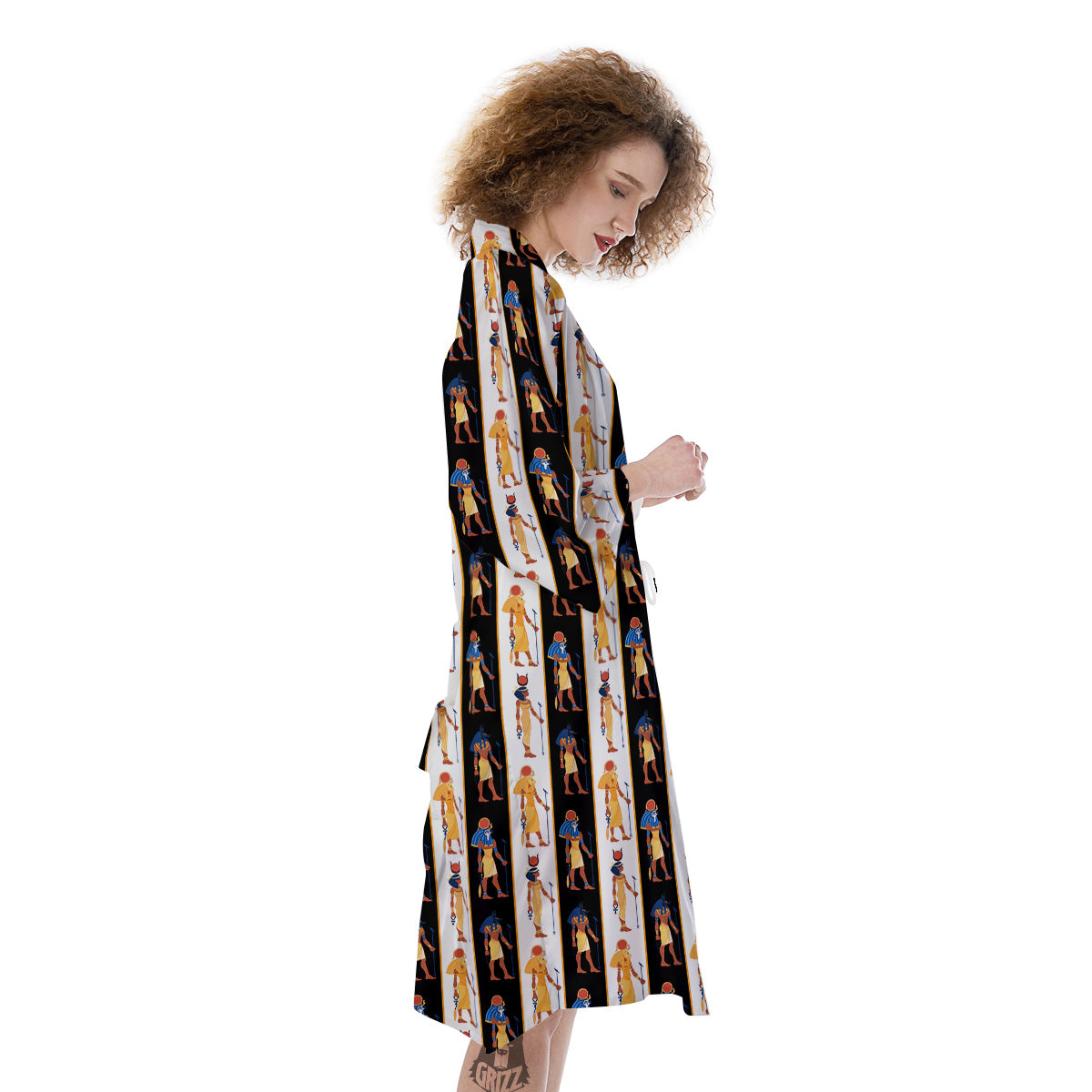 Ancient Egypt Stripe Print Pattern Kimono-grizzshop