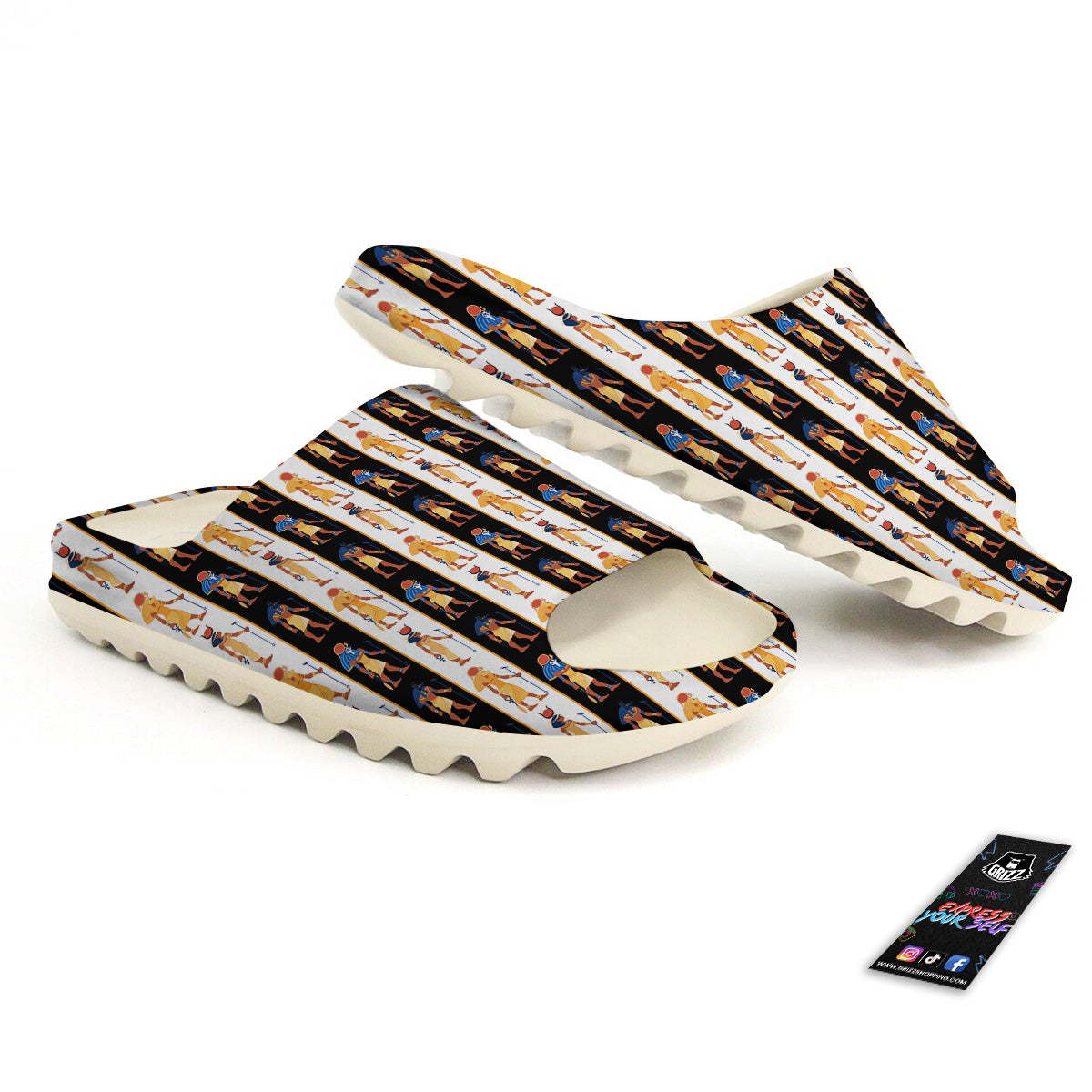 Ancient Egypt Stripe Print Pattern Sandals-grizzshop