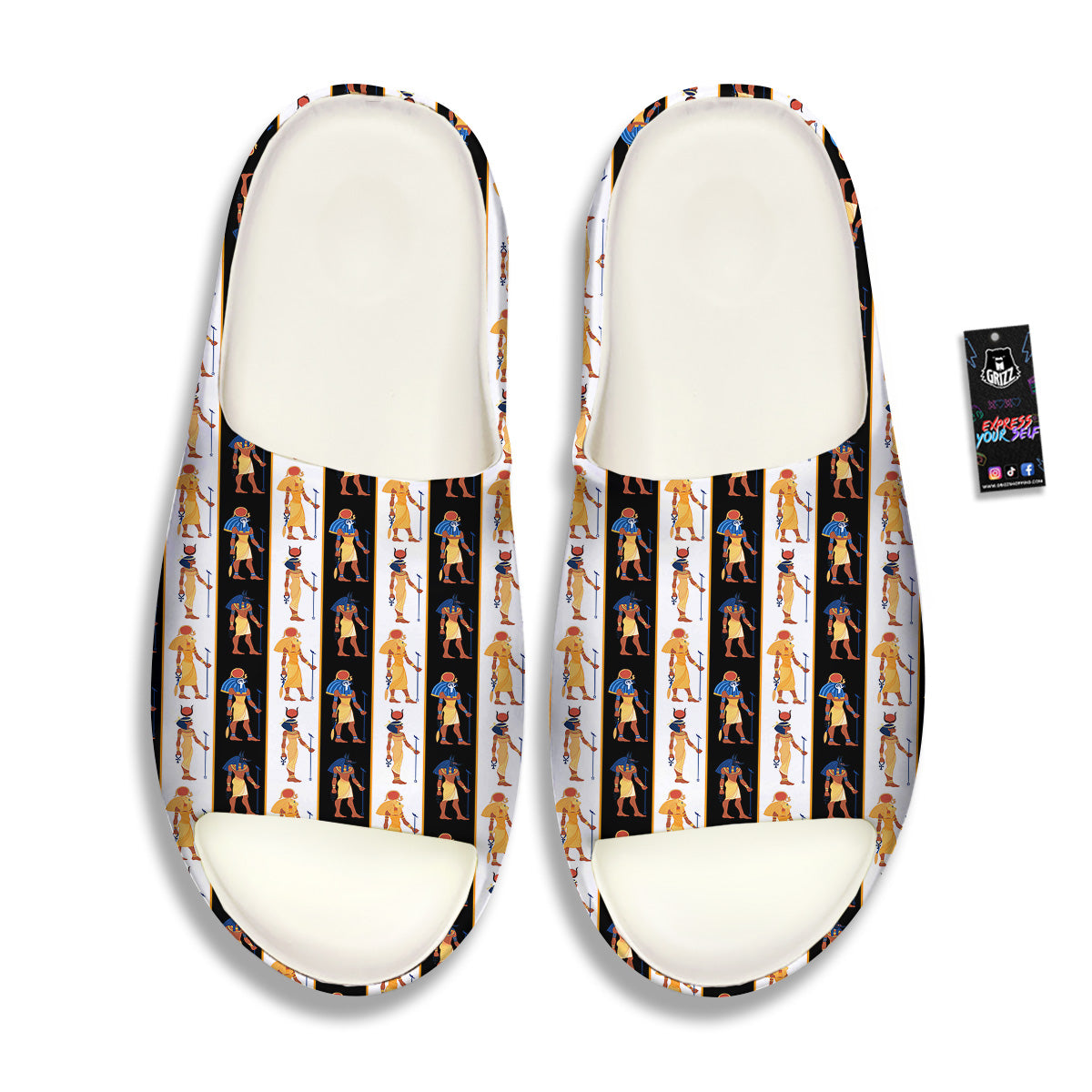 Ancient Egypt Stripe Print Pattern Sandals-grizzshop
