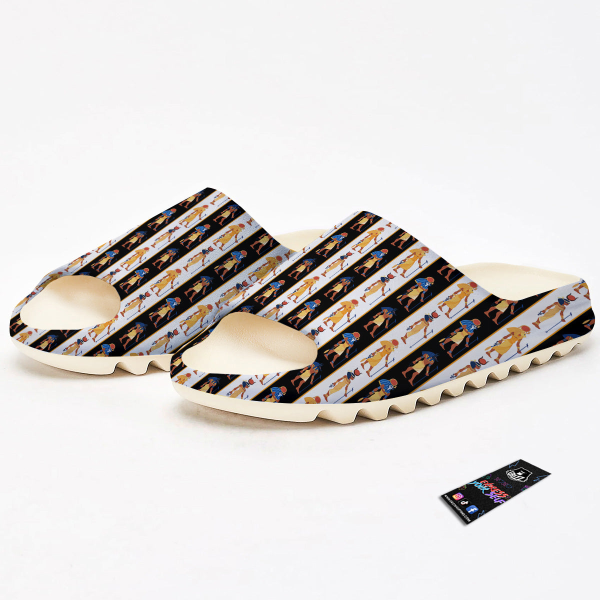 Ancient Egypt Stripe Print Pattern Sandals-grizzshop