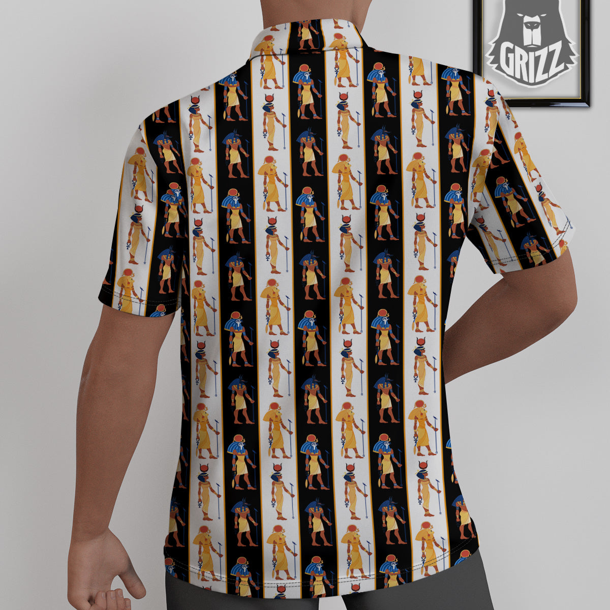 Ancient Egypt Stripe Print Pattern Untucked Shirts-grizzshop