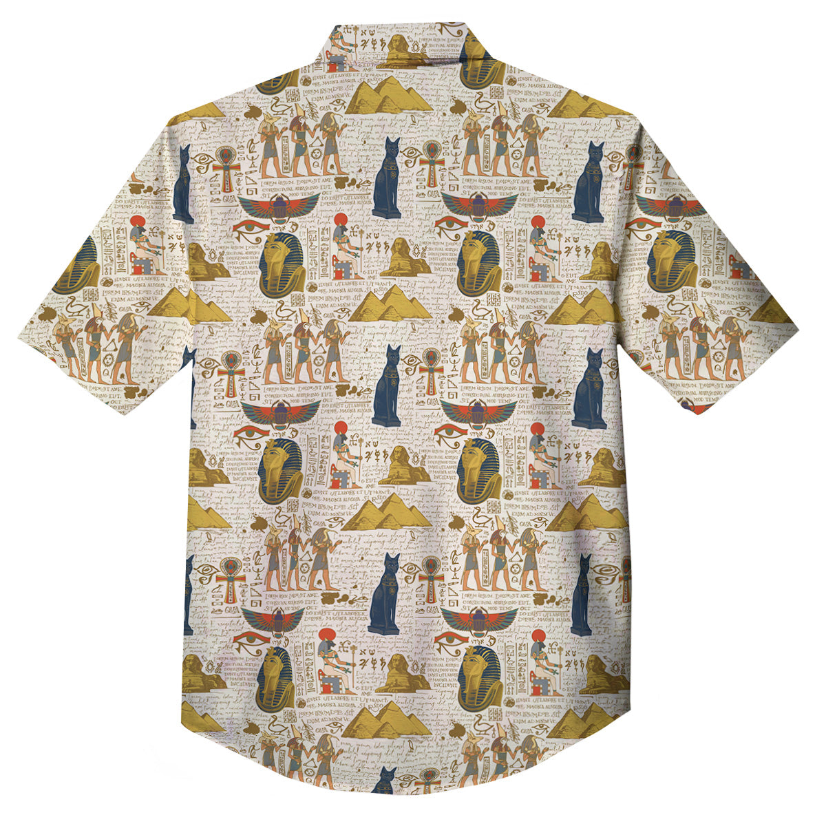 Ancient Egypt Text Print Pattern Button Up Shirt-grizzshop