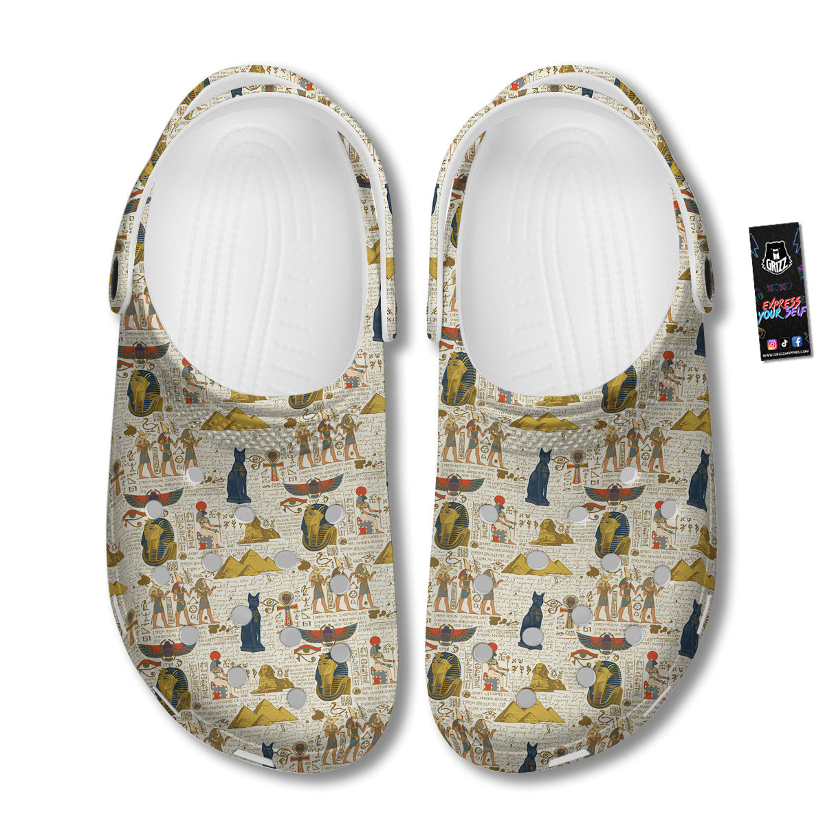 Ancient Egypt Text Print Pattern Clog-grizzshop