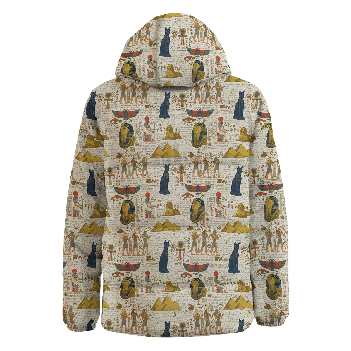 Ancient Egypt Text Print Pattern Down Jacket-grizzshop