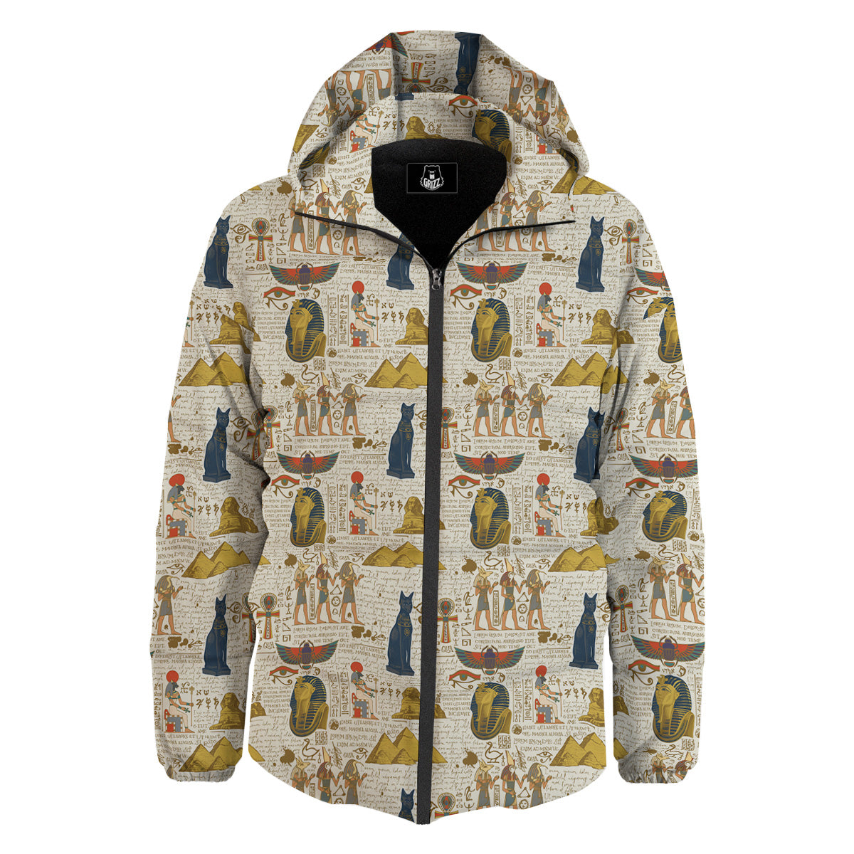 Ancient Egypt Text Print Pattern Down Jacket-grizzshop