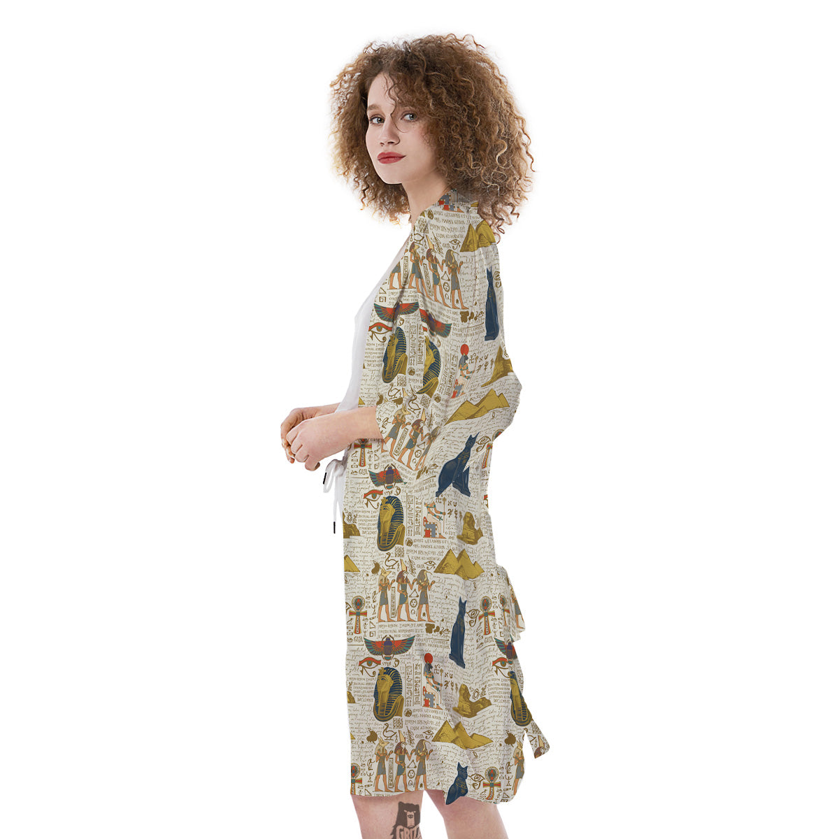 Ancient Egypt Text Print Pattern Kimono-grizzshop