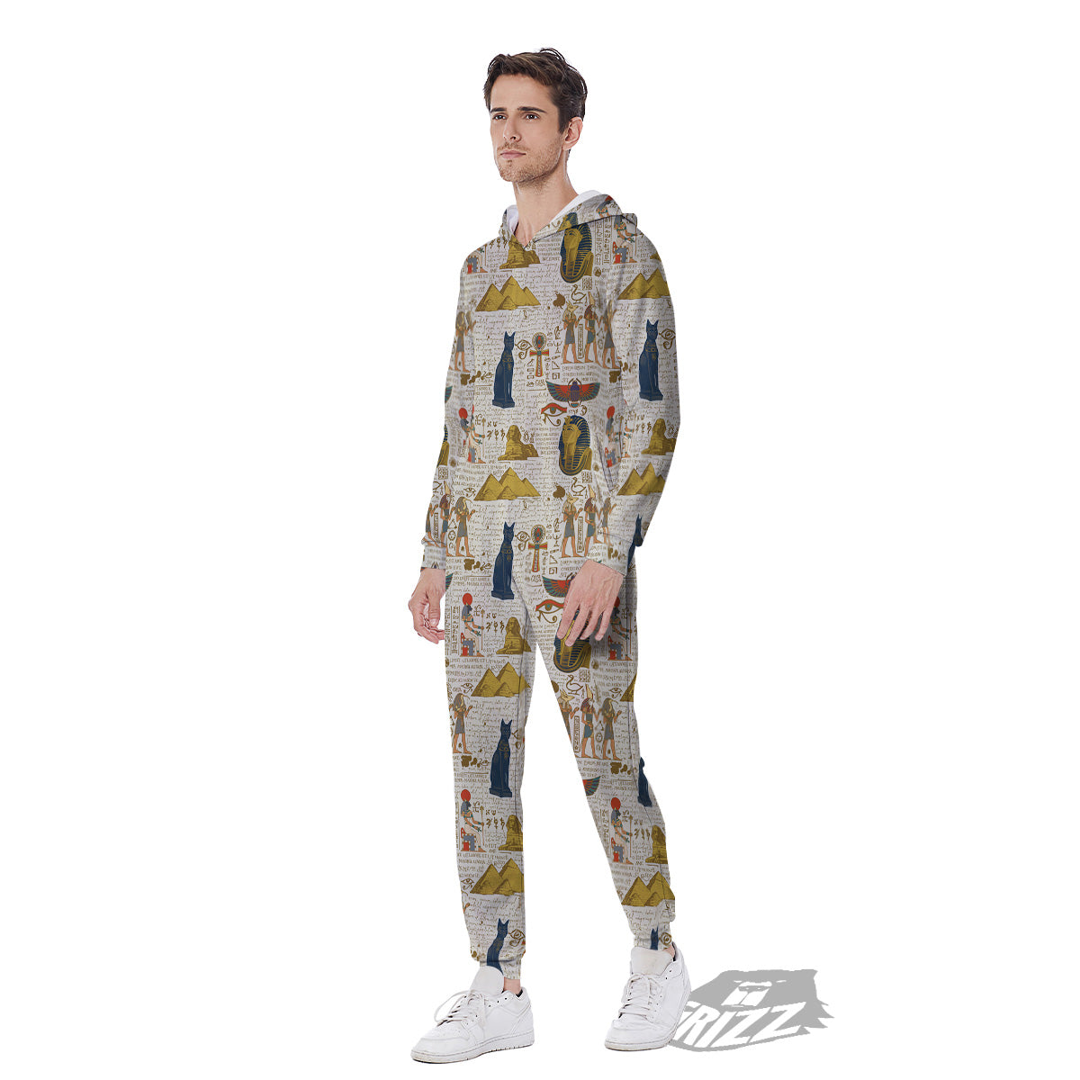 Ancient Egypt Text Print Pattern Men's Jumpsuit-grizzshop