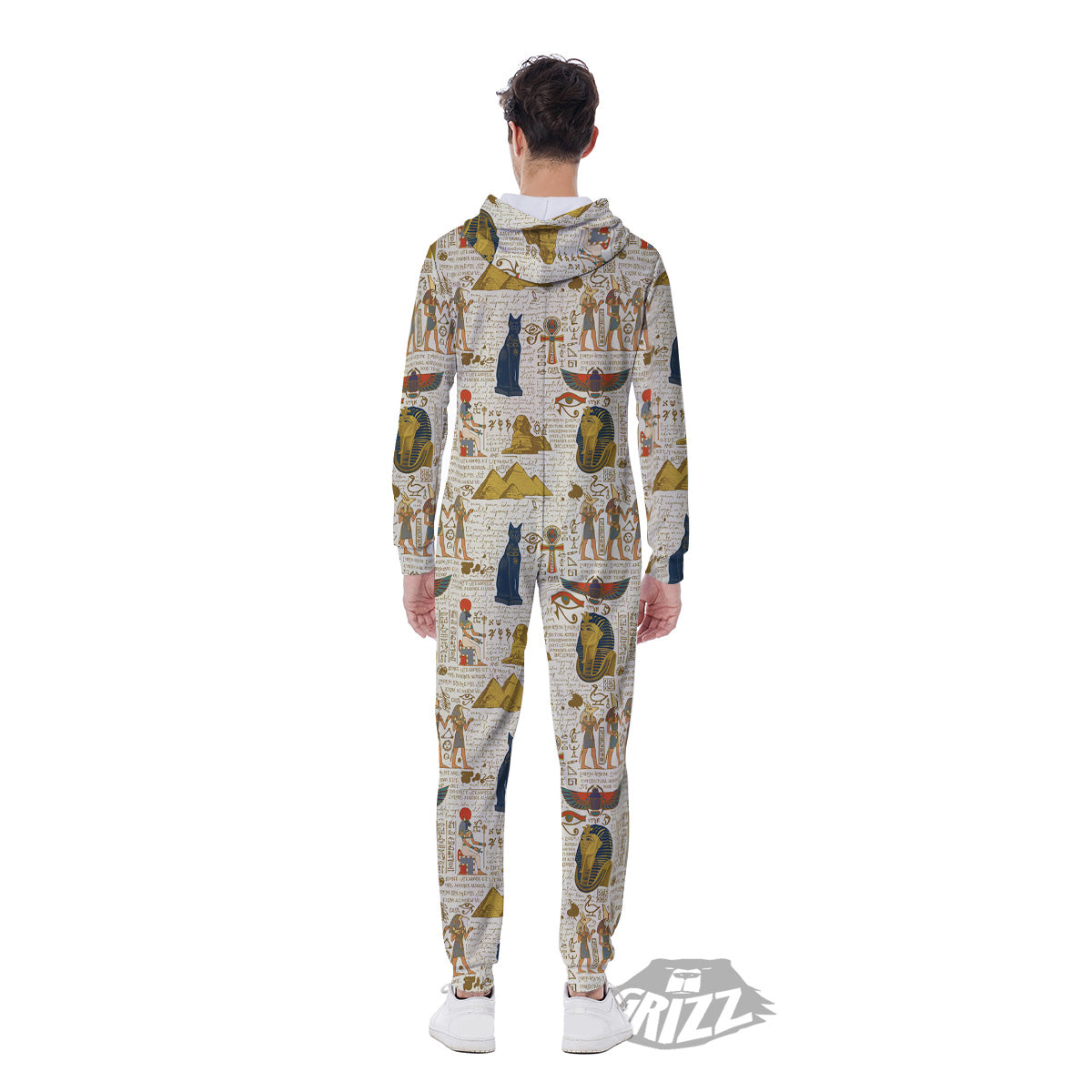 Ancient Egypt Text Print Pattern Men's Jumpsuit-grizzshop