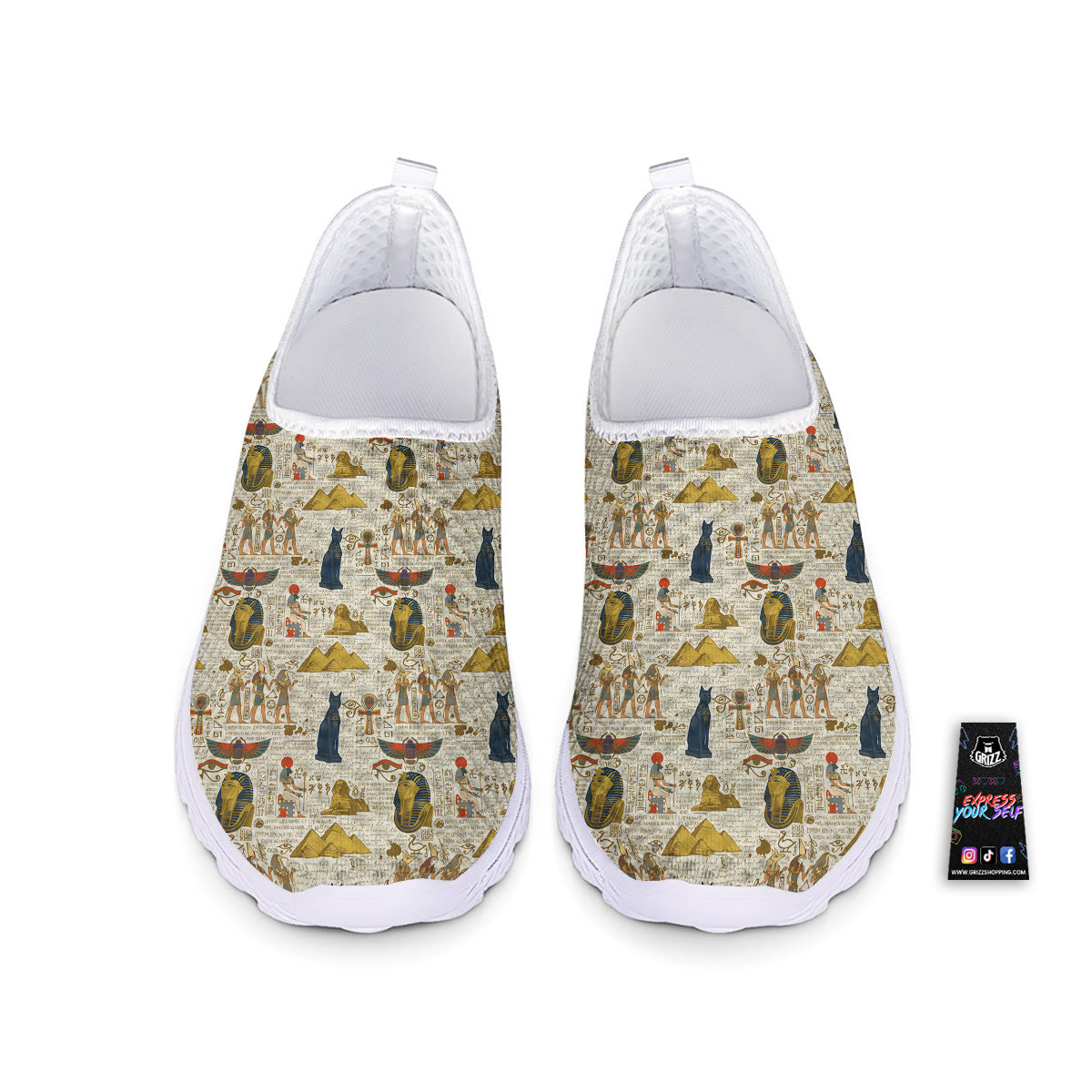 Ancient Egypt Text Print Pattern Nurse Shoes-grizzshop