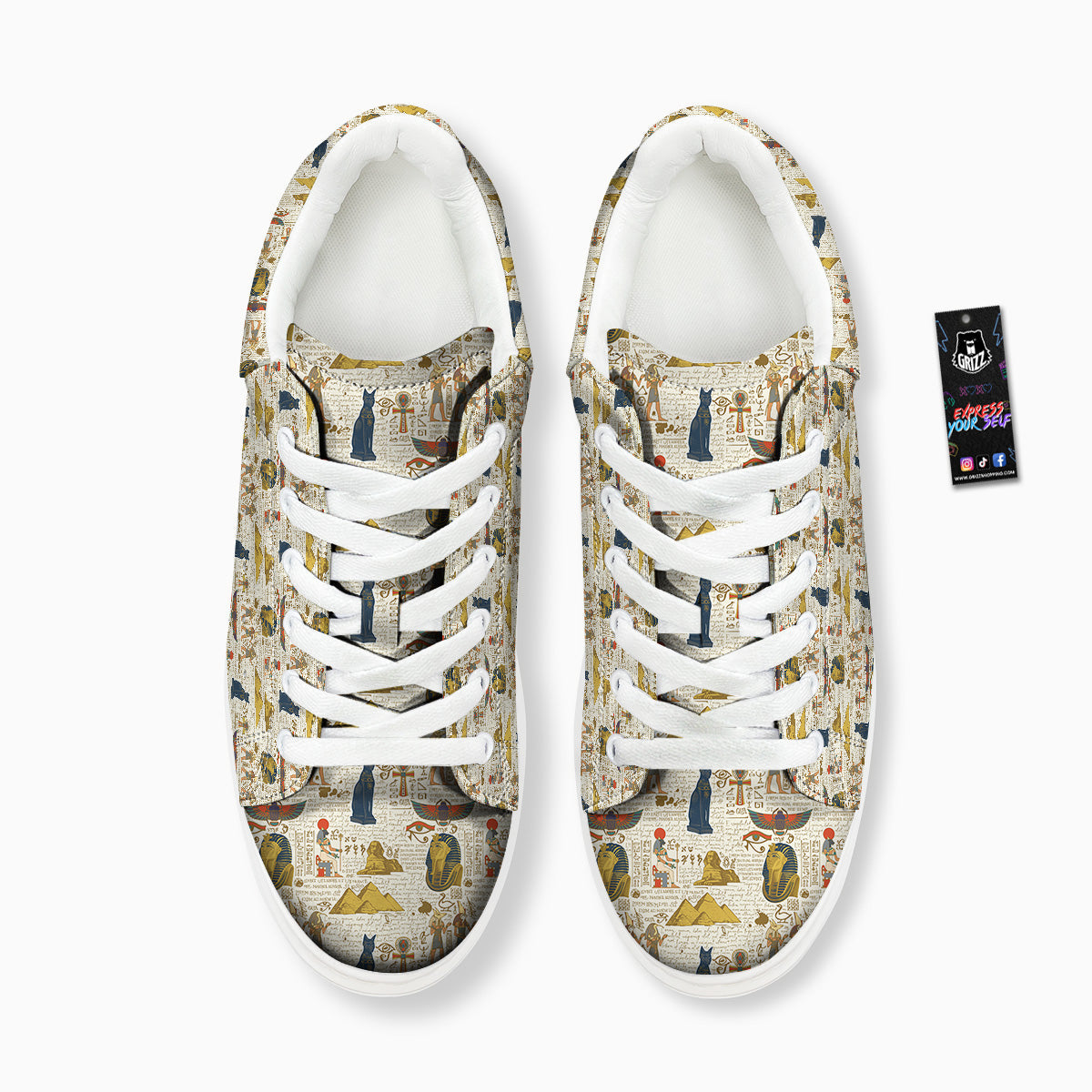 Ancient Egypt Text Print Pattern Platform Shoes-grizzshop