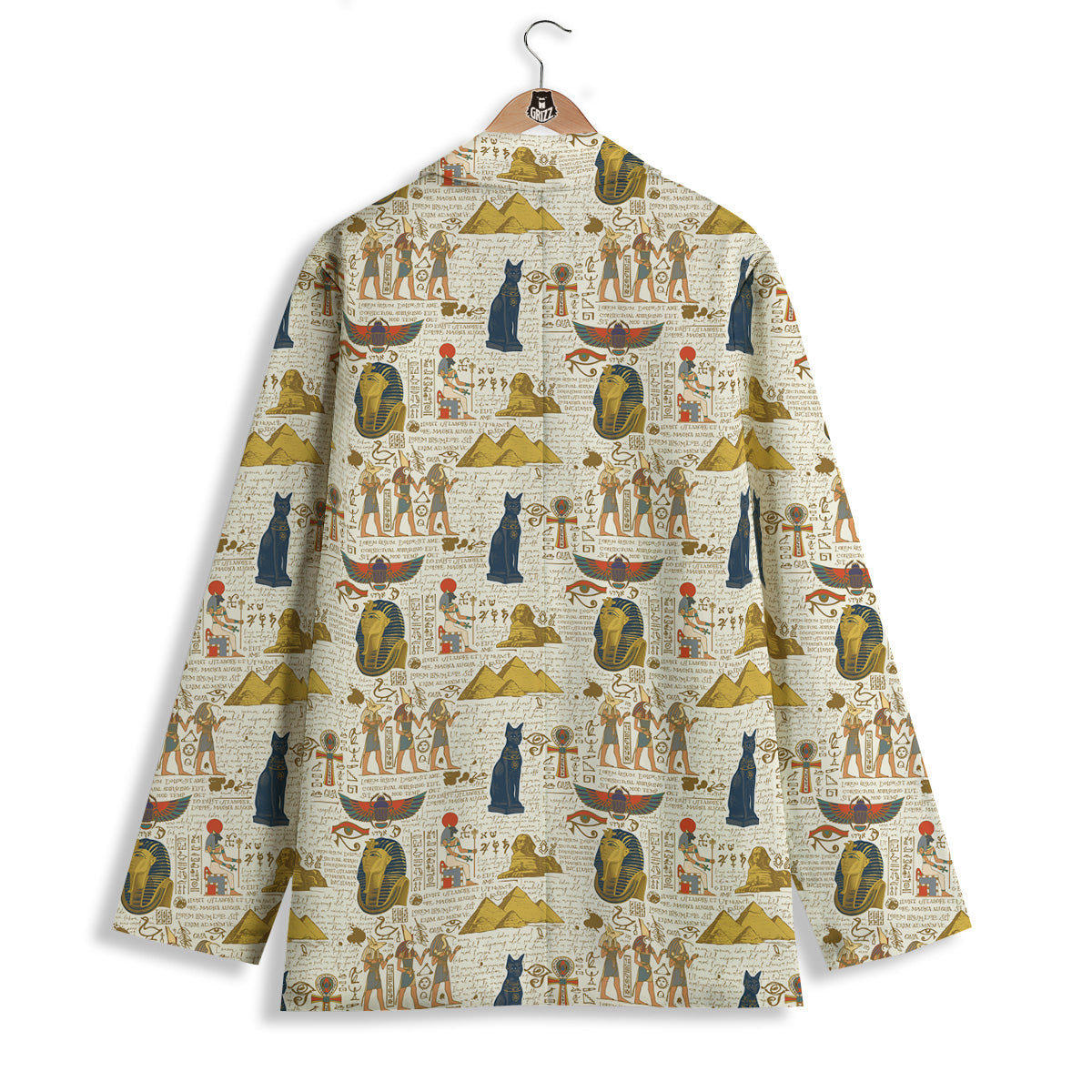 Ancient Egypt Text Print Pattern Women's Blazer-grizzshop