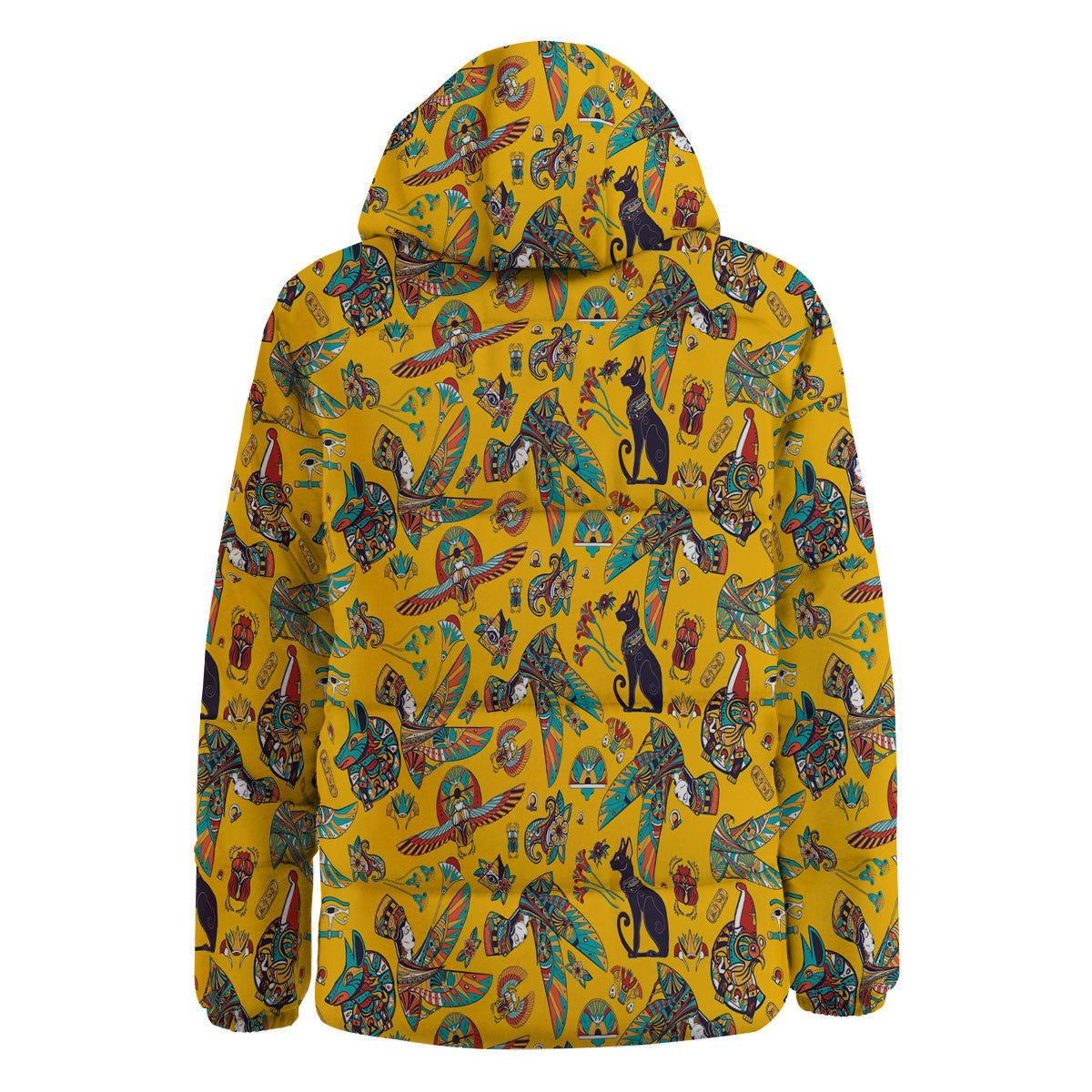 Ancient Egypt Yellow Print Pattern Down Jacket-grizzshop