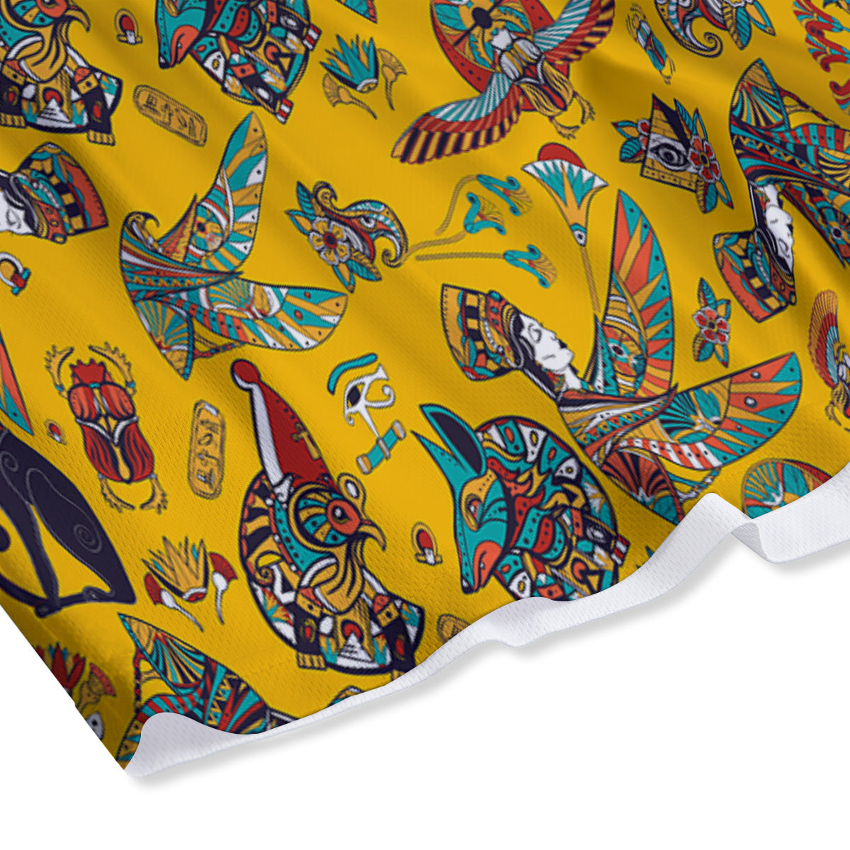 Ancient Egypt Yellow Print Pattern Mesh Shorts-grizzshop