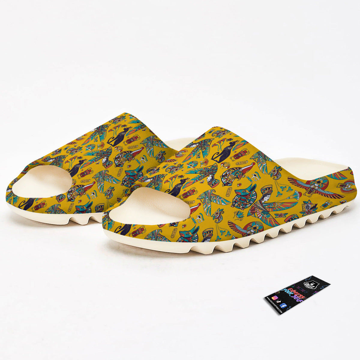 Ancient Egypt Yellow Print Pattern Sandals-grizzshop
