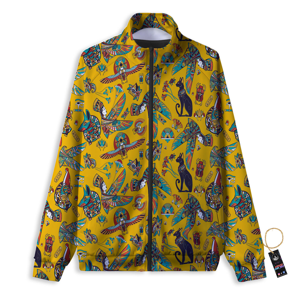 Ancient Egypt Yellow Print Pattern Track Jacket-grizzshop