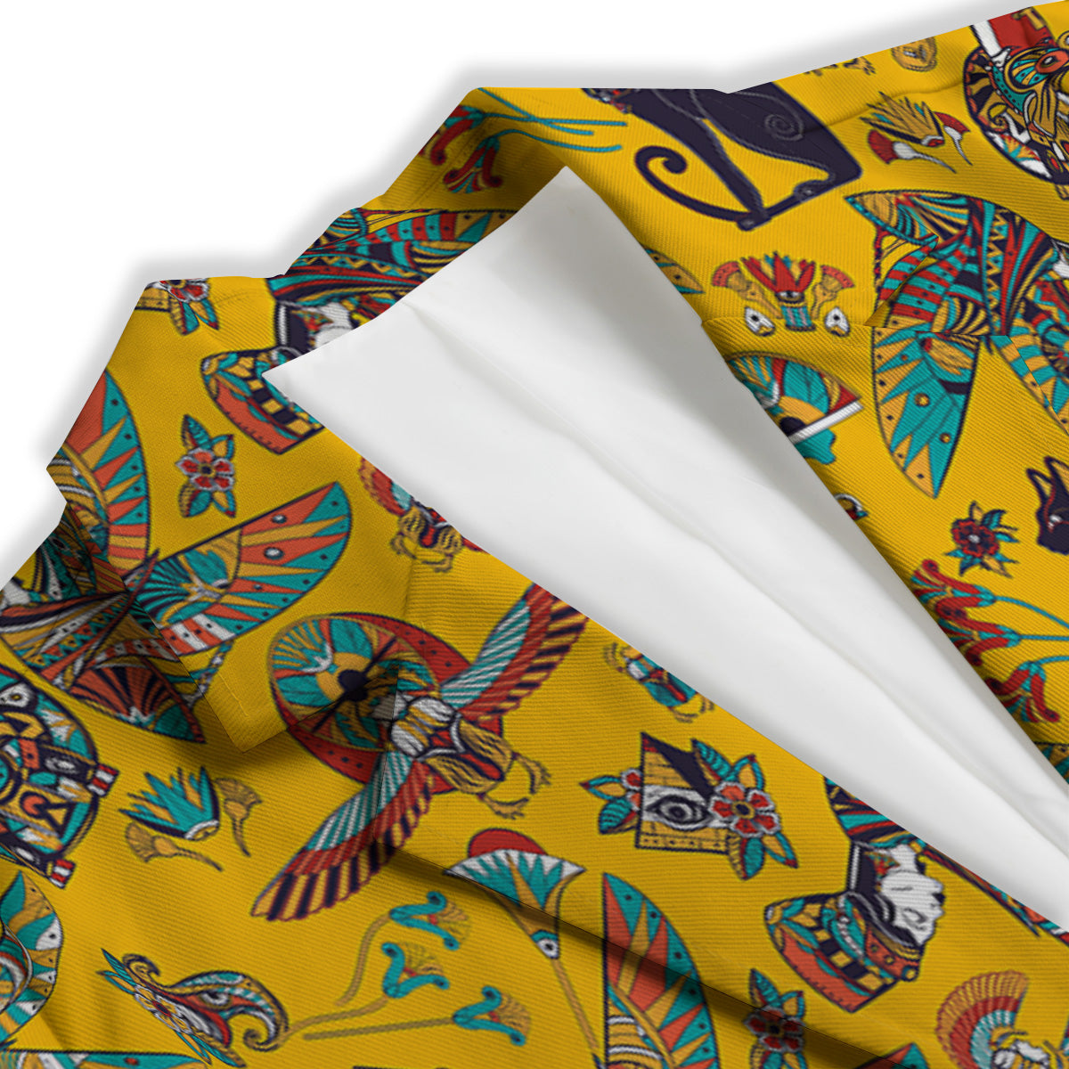 Ancient Egypt Yellow Print Pattern Women's Blazer-grizzshop