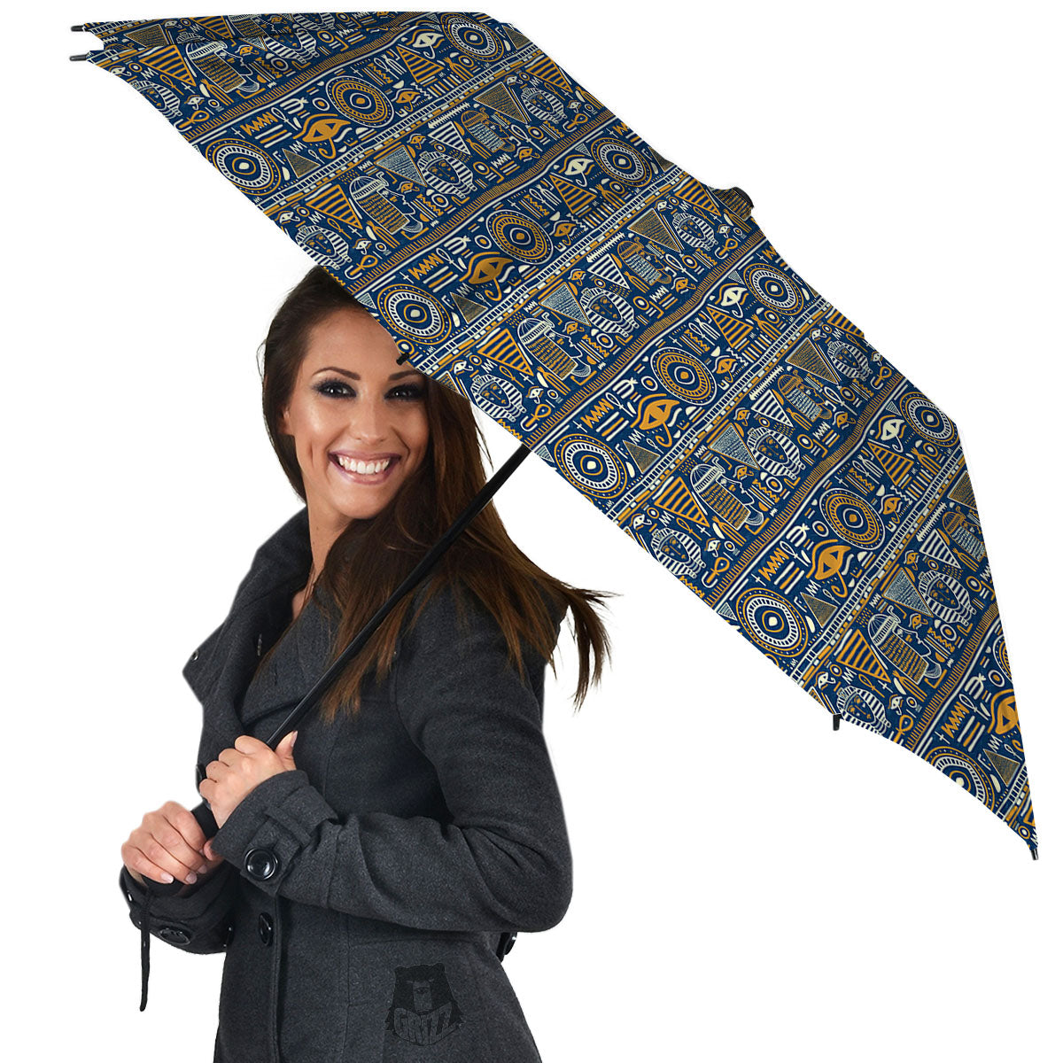 Ancient Egyptian Tribal Blue Print Pattern Umbrella-grizzshop