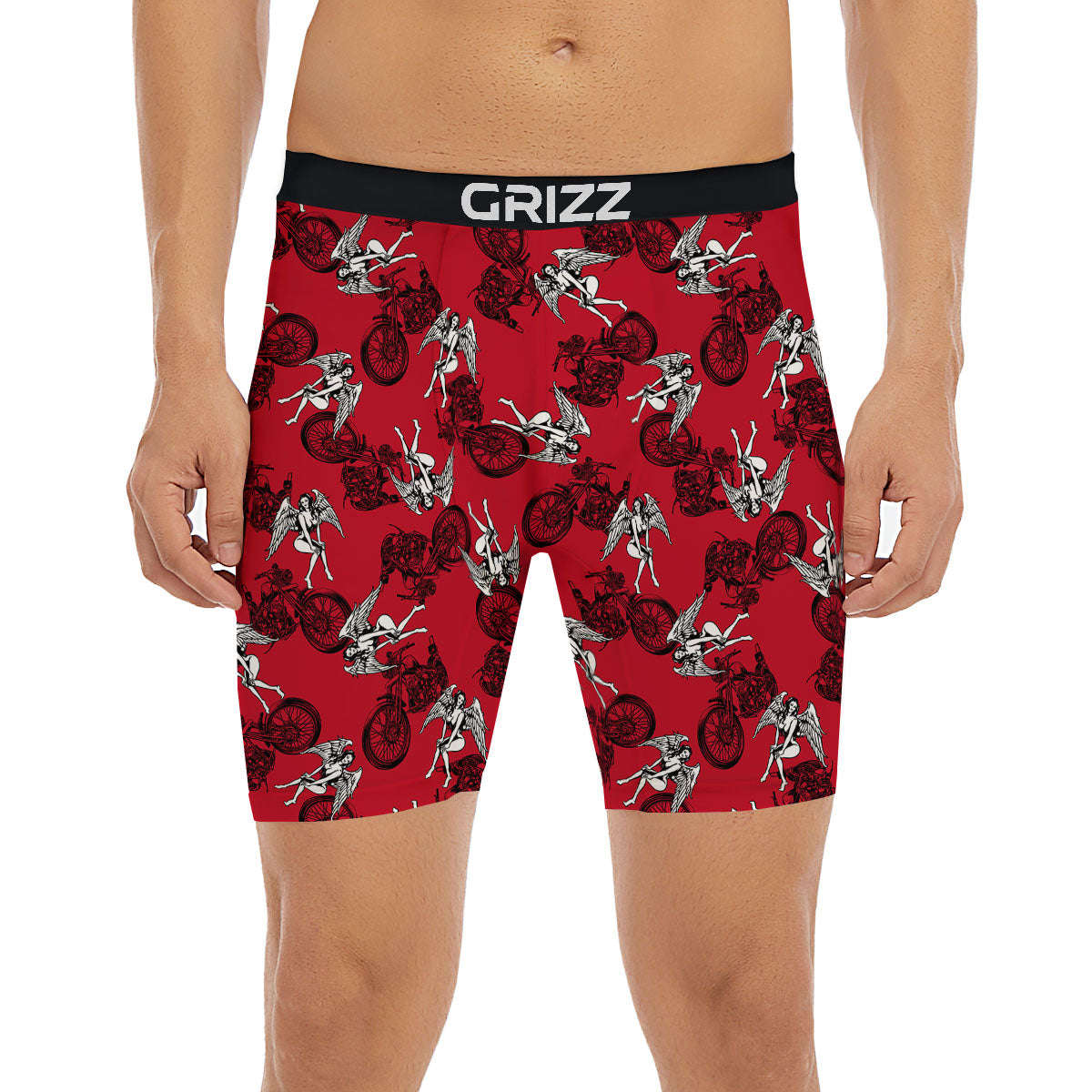 Angel And Motorcycle Print Pattern Boxer Briefs-grizzshop