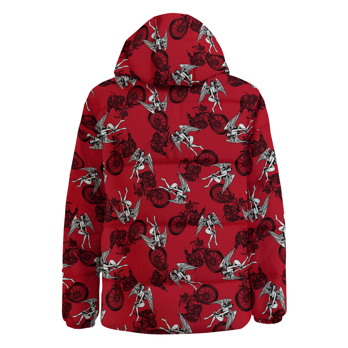 Angel And Motorcycle Print Pattern Down Jacket-grizzshop