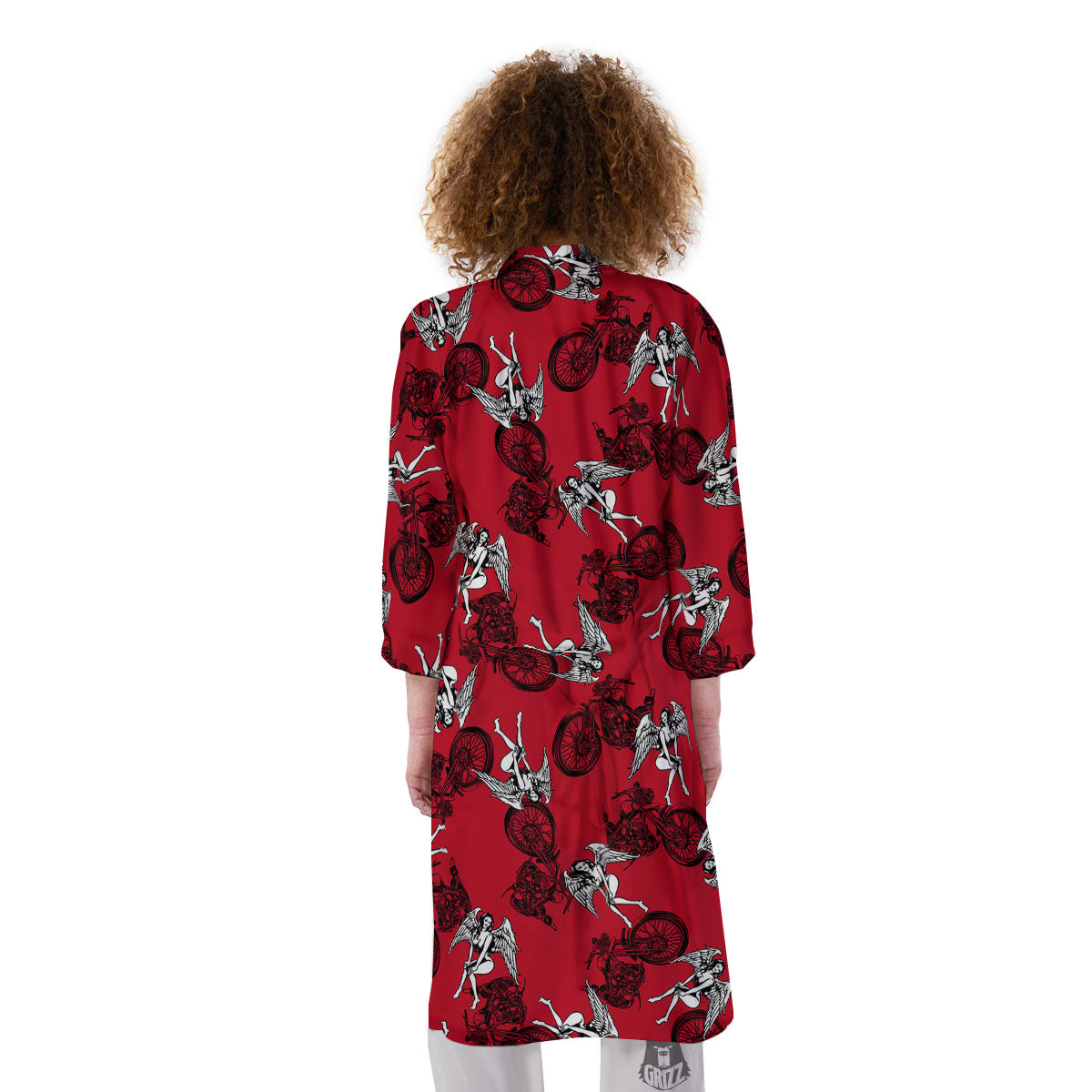 Angel And Motorcycle Print Pattern Kimono-grizzshop