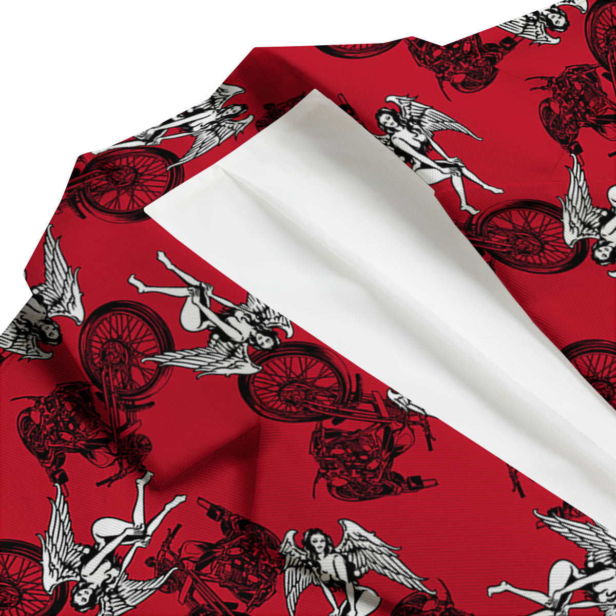 Angel And Motorcycle Print Pattern Men's Blazer-grizzshop
