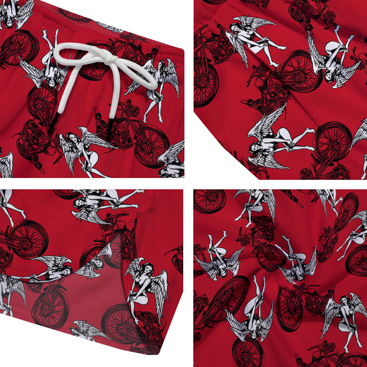 Angel And Motorcycle Print Pattern Men's Running Shorts-grizzshop