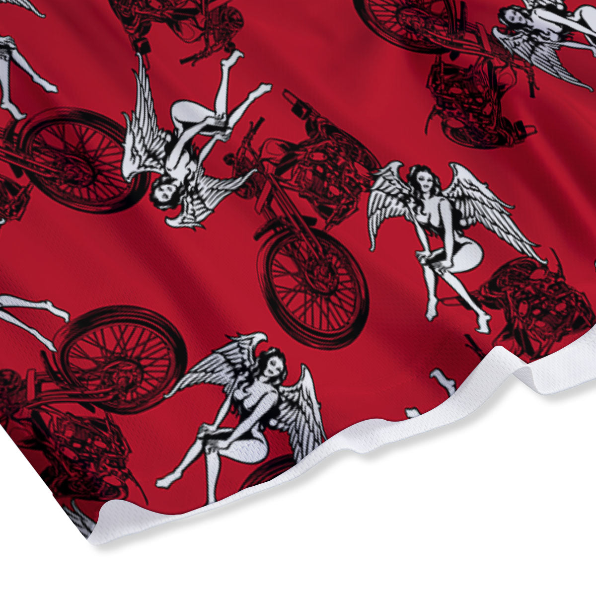 Angel And Motorcycle Print Pattern Mesh Shorts