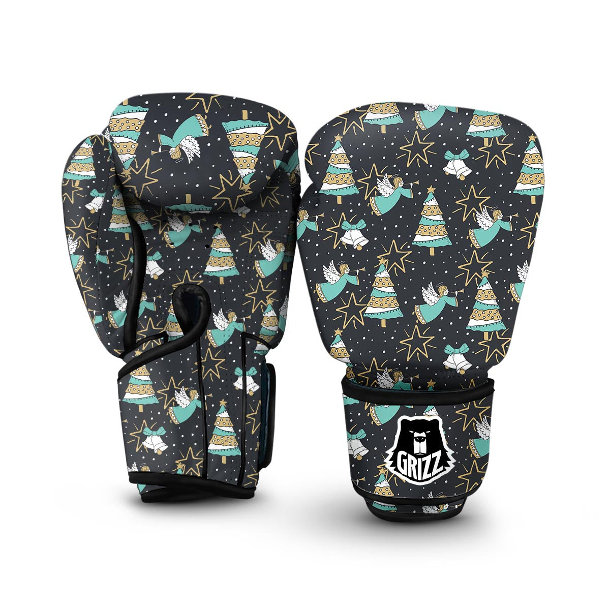 Angel Christmas Print Pattern Boxing Gloves-grizzshop