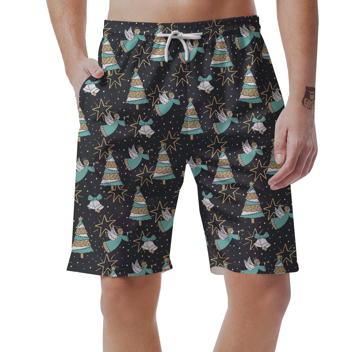 Angel Christmas Print Pattern Men's Shorts-grizzshop