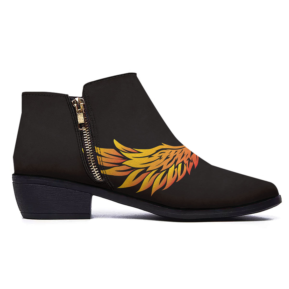 Angel Phoenix Print Ankle Boots-grizzshop