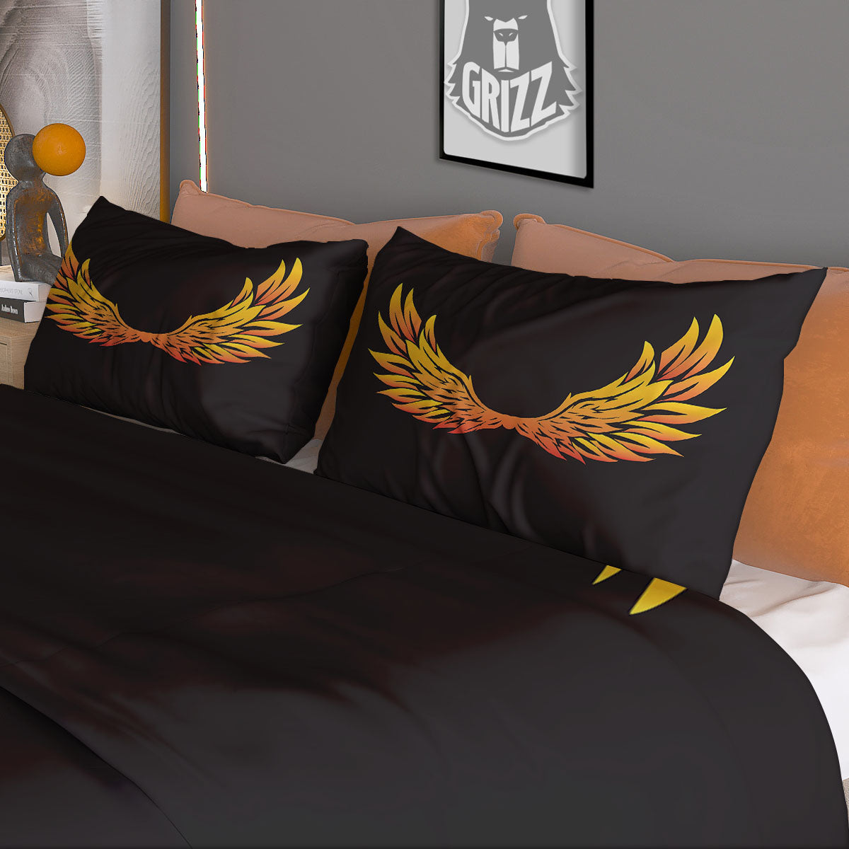 Angel Phoenix Print Duvet Cover Bedding Set