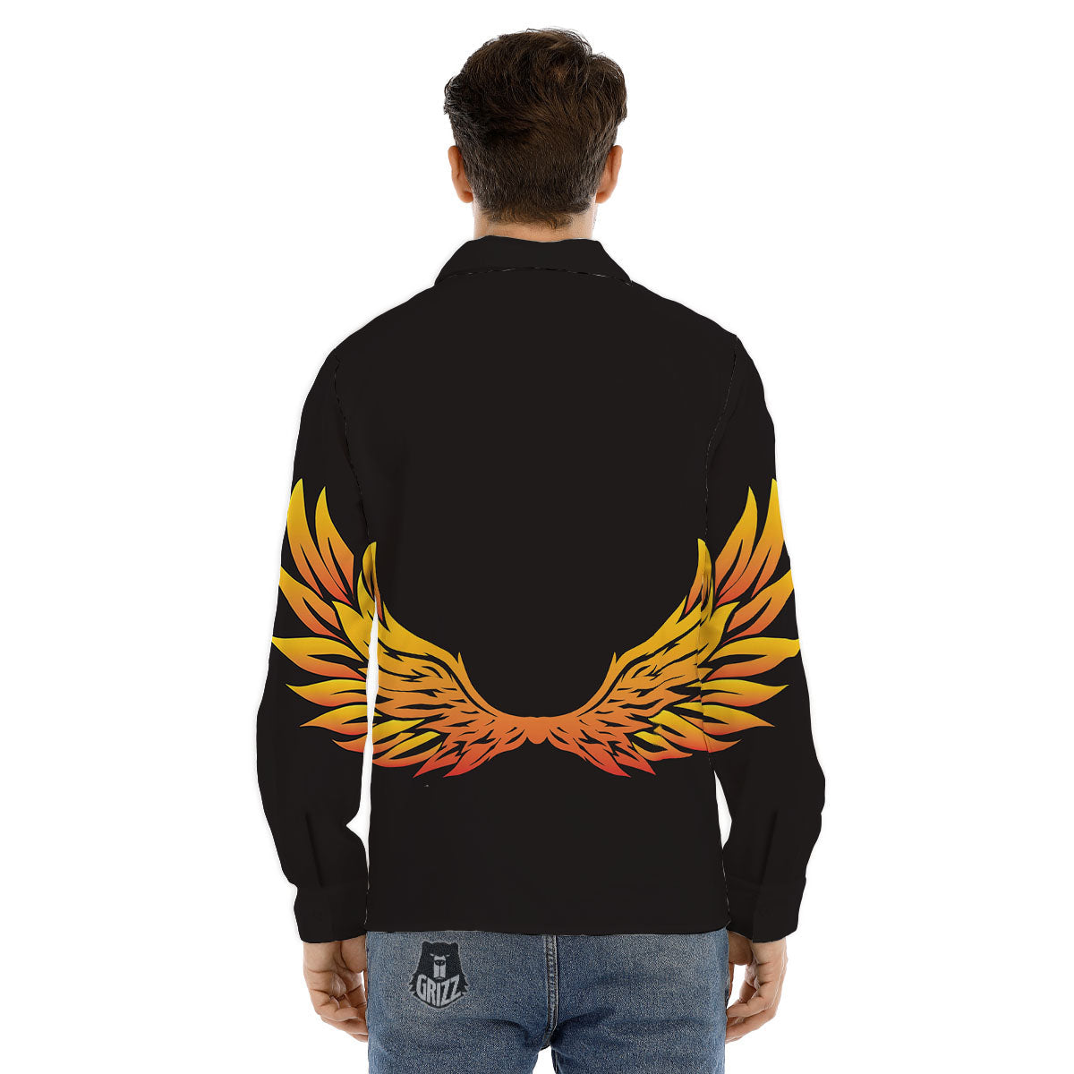 Angel Phoenix Print Men's Dress Shirts-grizzshop