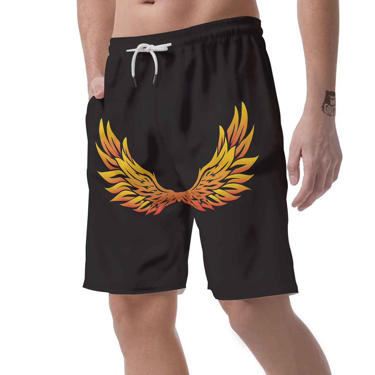 Angel Phoenix Print Men's Shorts-grizzshop