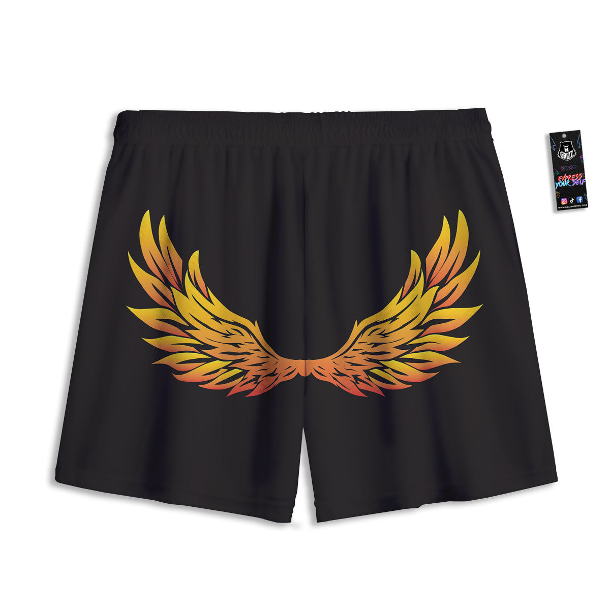 Angel Phoenix Print Mesh Shorts