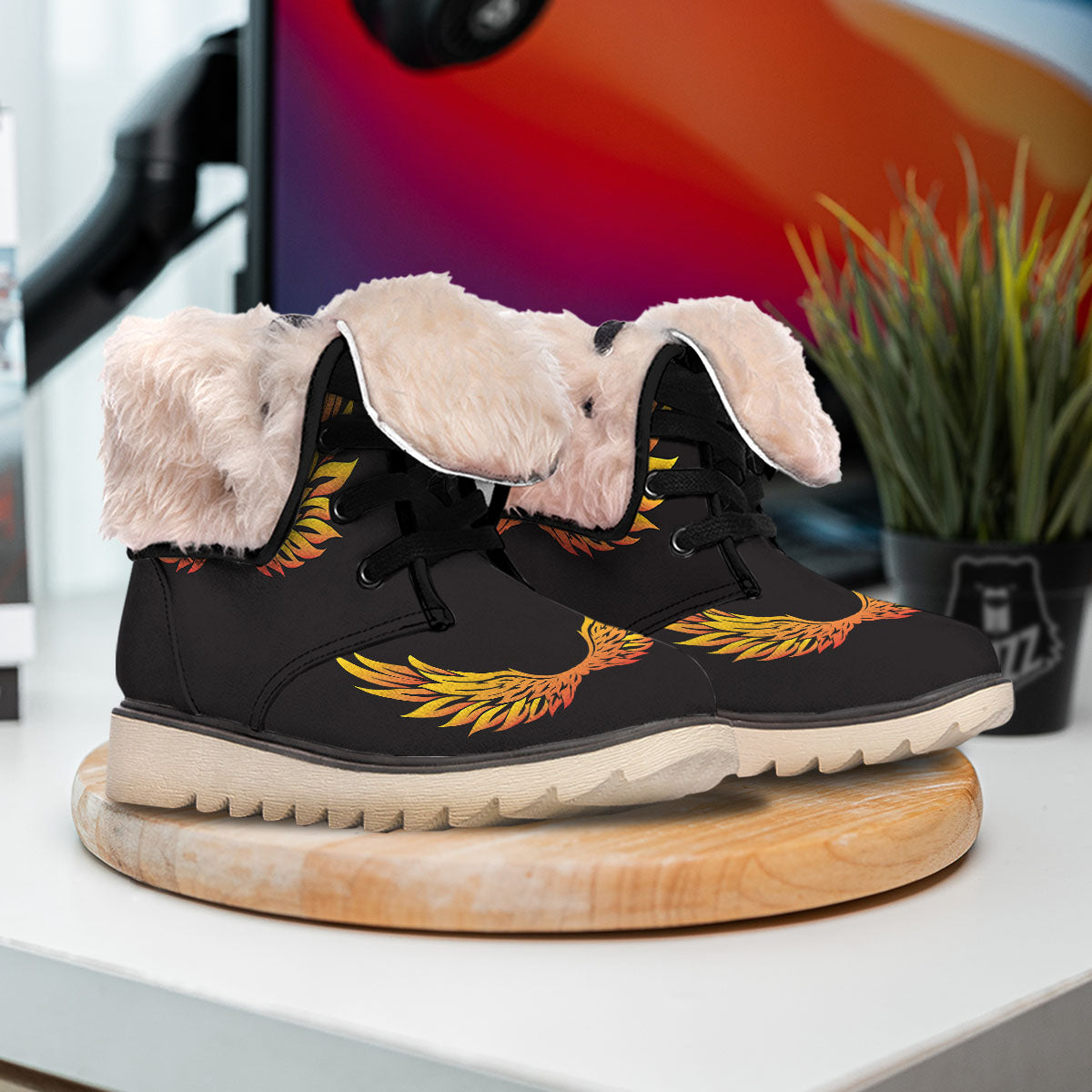 Angel Phoenix Print Snow Boots-grizzshop