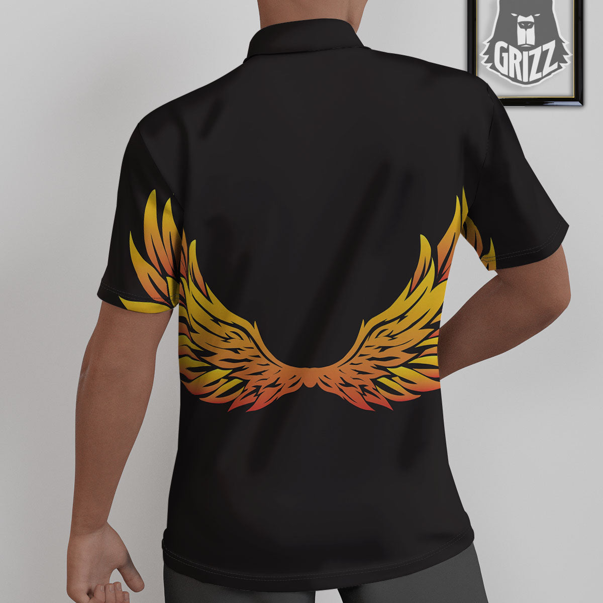 Angel Phoenix Print Untucked Shirts-grizzshop