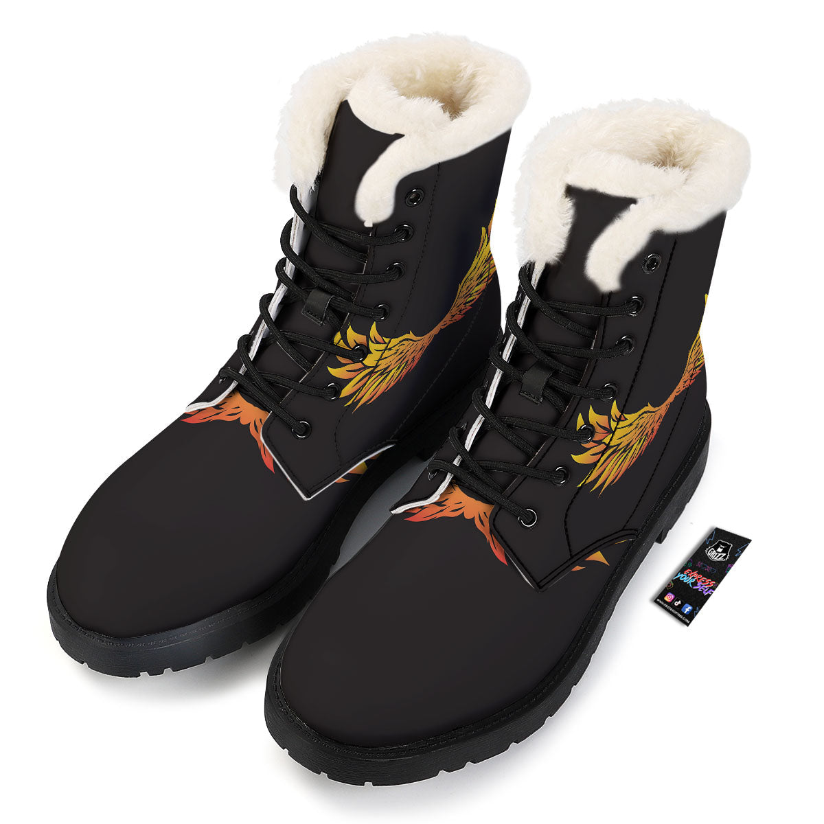 Angel Phoenix Print Winter Boots-grizzshop