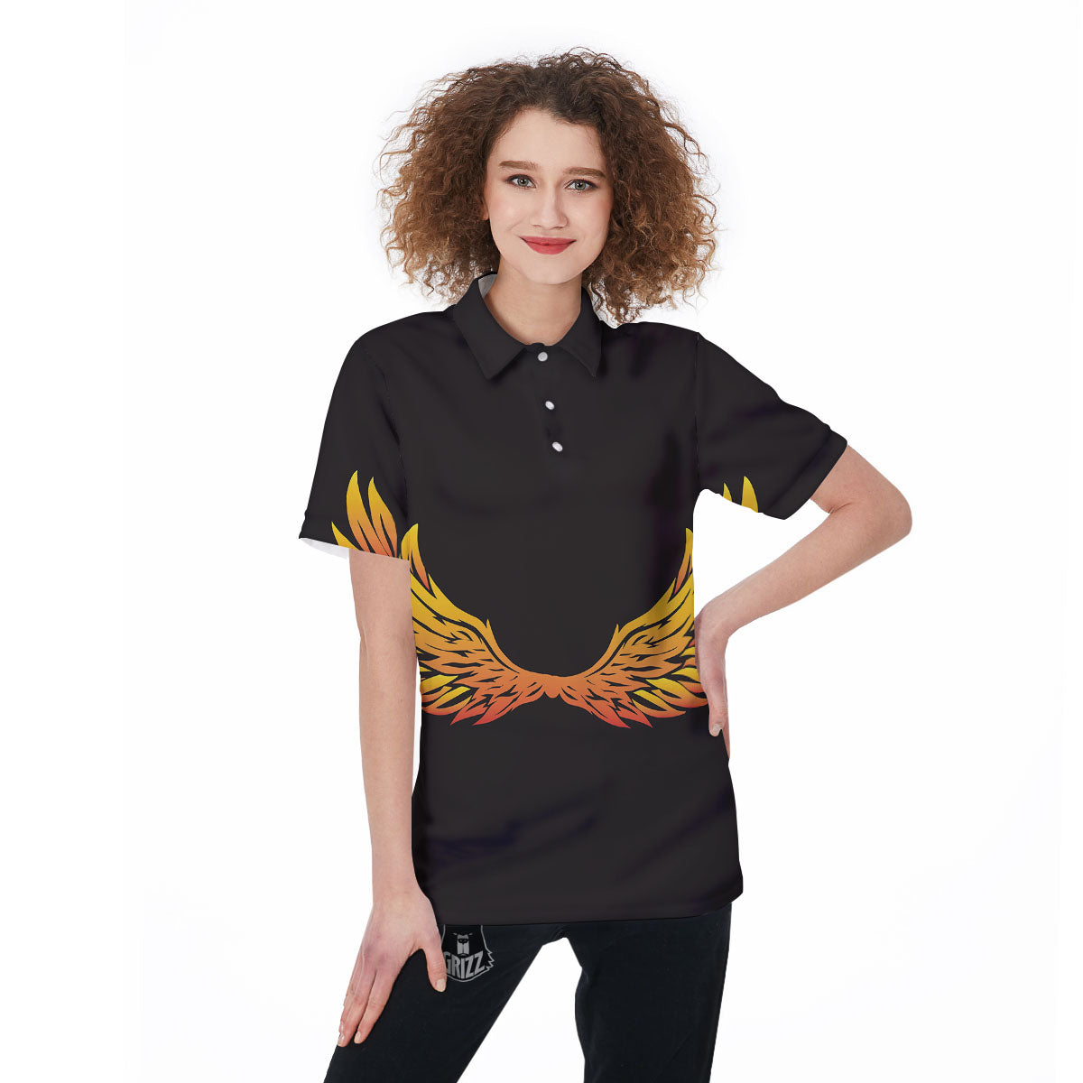 Angel Phoenix Print Women's Golf Shirts-grizzshop