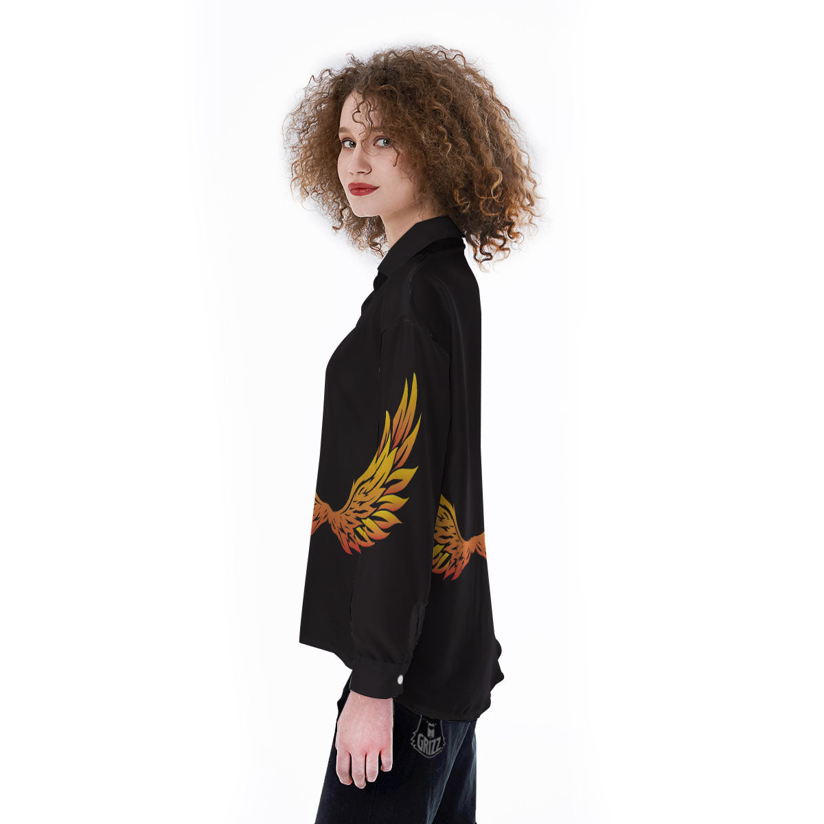 Angel Phoenix Print Women's Long Sleeve Shirts-grizzshop