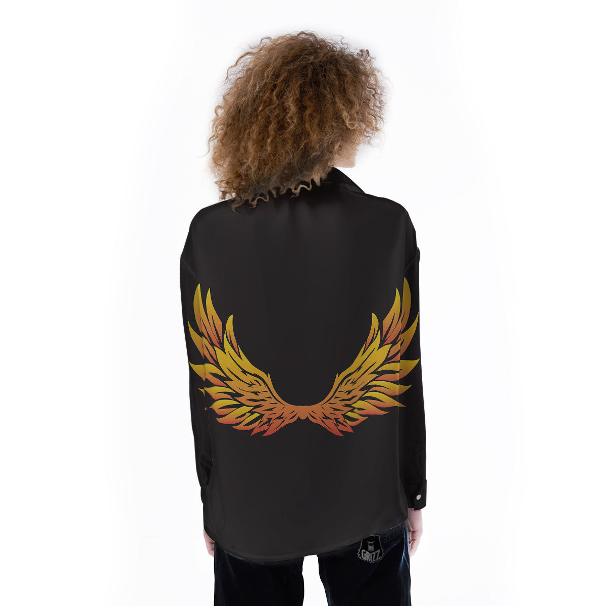 Angel Phoenix Print Women's Long Sleeve Shirts-grizzshop