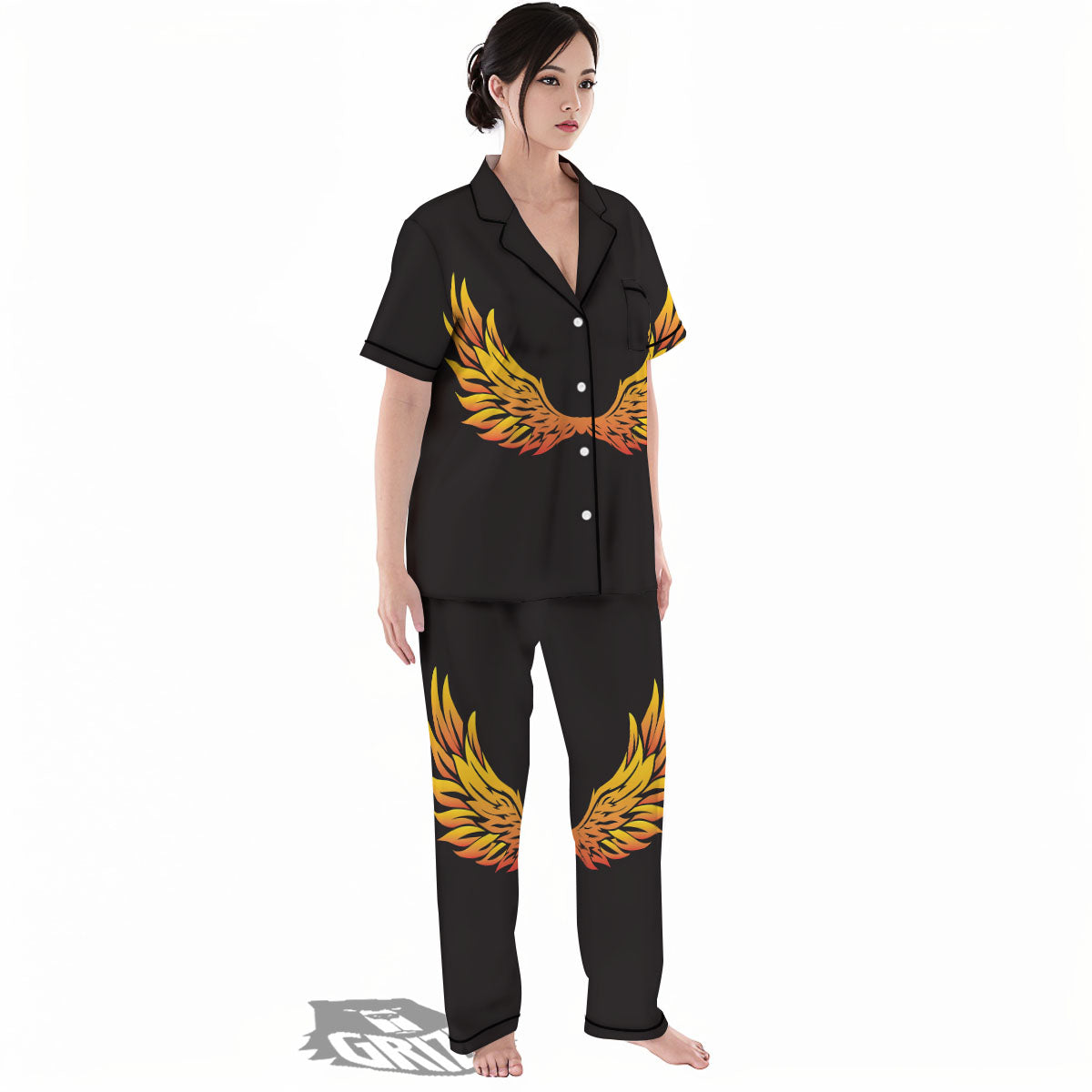 Angel Phoenix Print Women's Pajamas Set-grizzshop