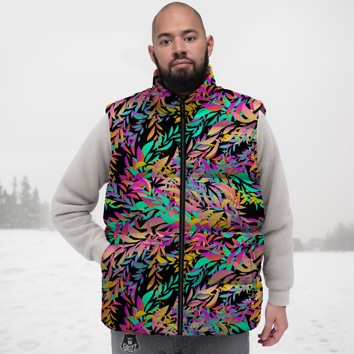 Angel Wing Pattern Print Down Vest-grizzshop