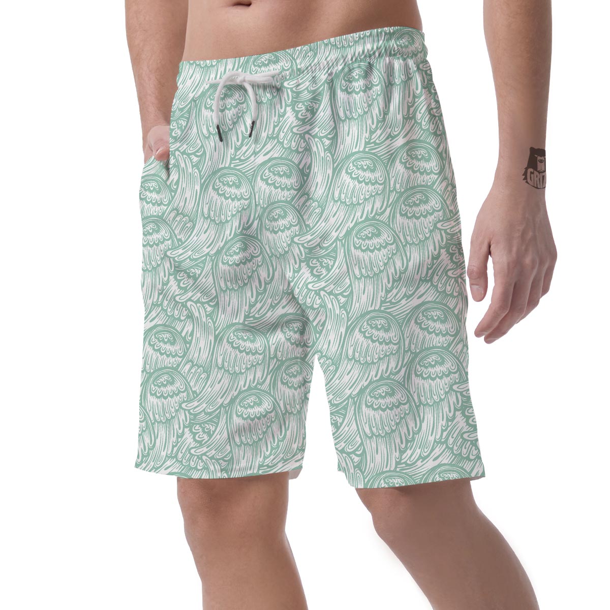 Angel Wing Pattern Print Men's Shorts-grizzshop