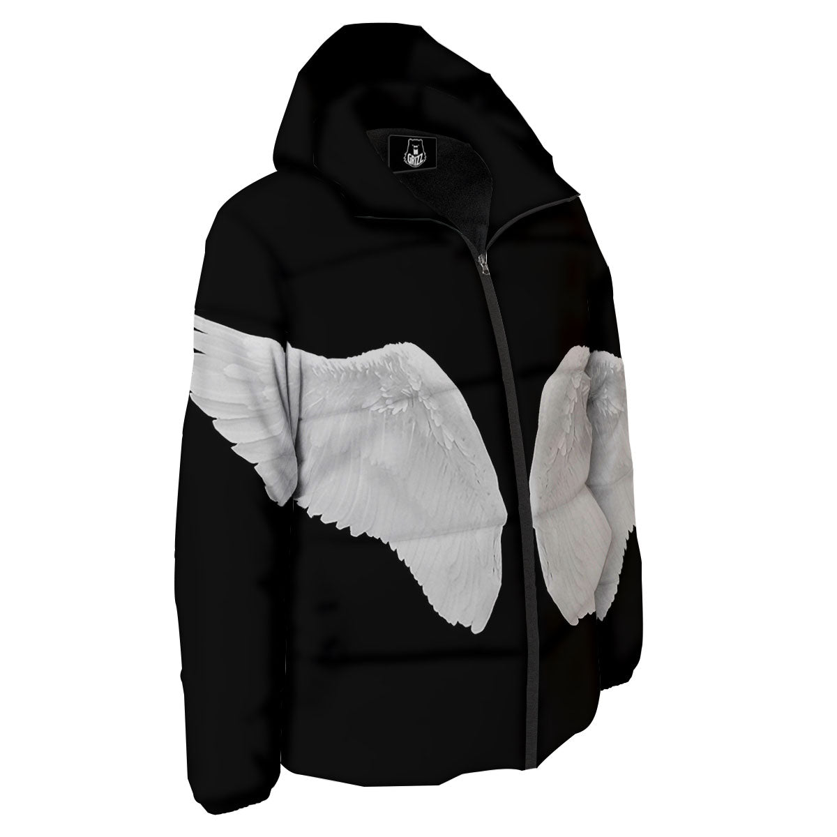 Angel Wings White Print Down Jacket-grizzshop