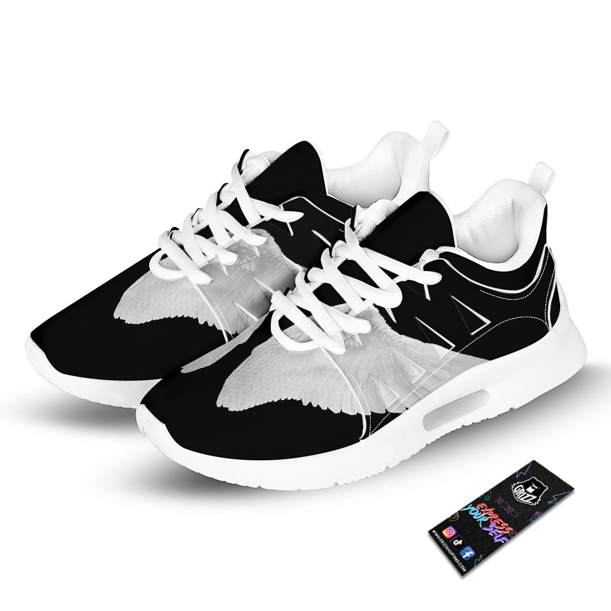 Angel Wings White Print Tennis Shoes-grizzshop